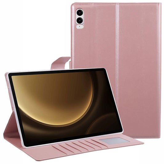 HANMAN Mill Series for Samsung Galaxy Tab S9 FE+ /  Tab S9+ /  Tab S8+ / Tab S7+ / Tab S7 FE Case Leather Stand Wallet Tablet Cover - Rose Gold