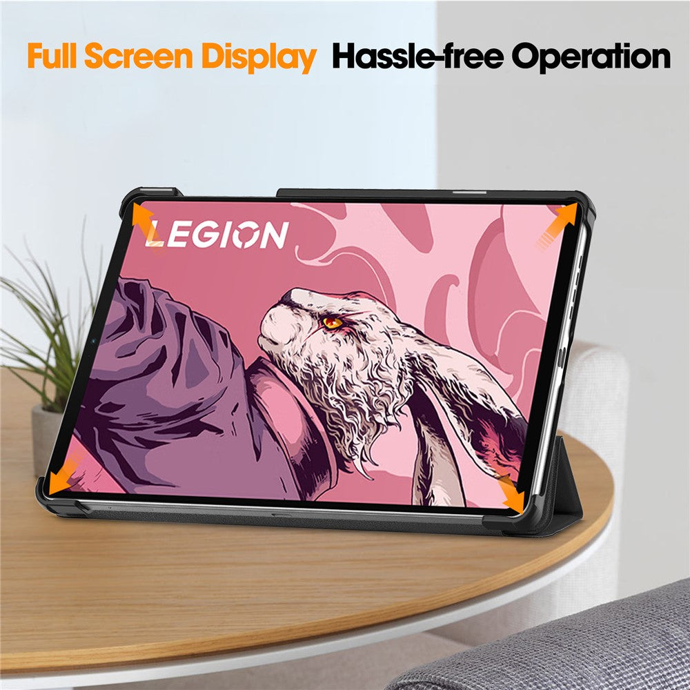 For Lenovo Legion Y700 (2023) / Tab Gen 2 Tri-Fold Stand Leather Case Tablet Cover - Black