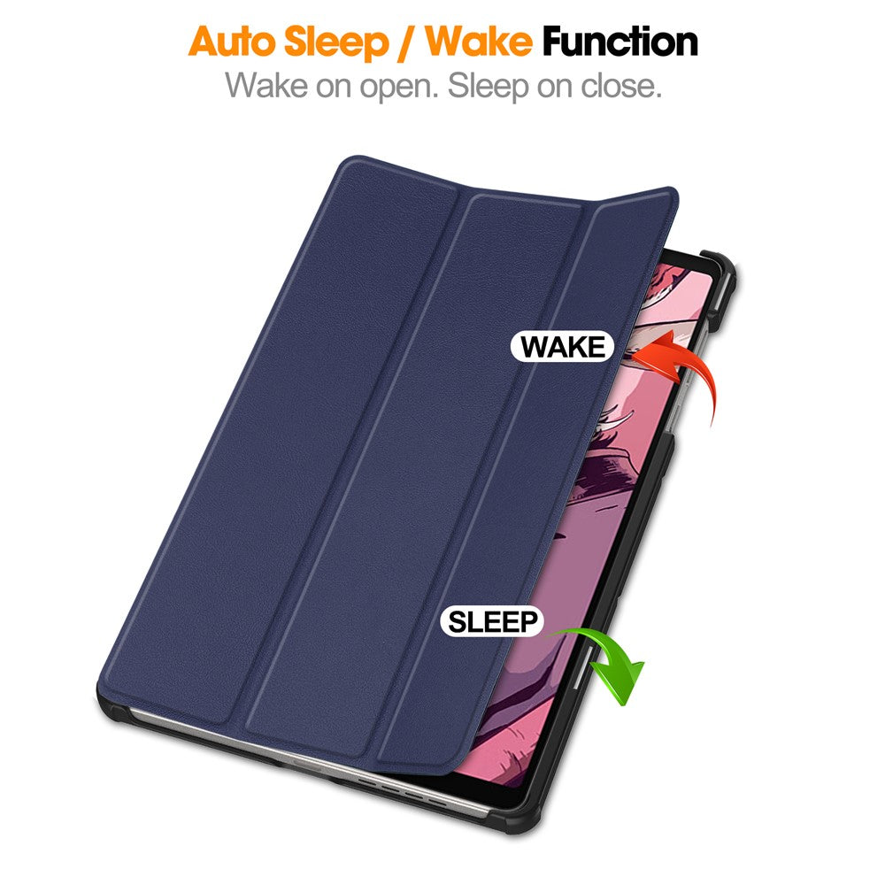 For Lenovo Legion Y700 (2023) / Tab Gen 2 Tri-Fold Stand Leather Case Tablet Cover - Dark Blue