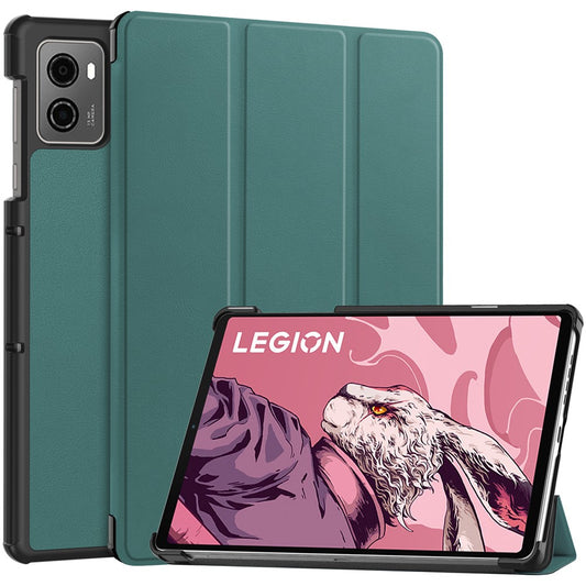 For Lenovo Legion Y700 (2023) / Tab Gen 2 Tri-Fold Stand Leather Case Tablet Cover - Blackish Green