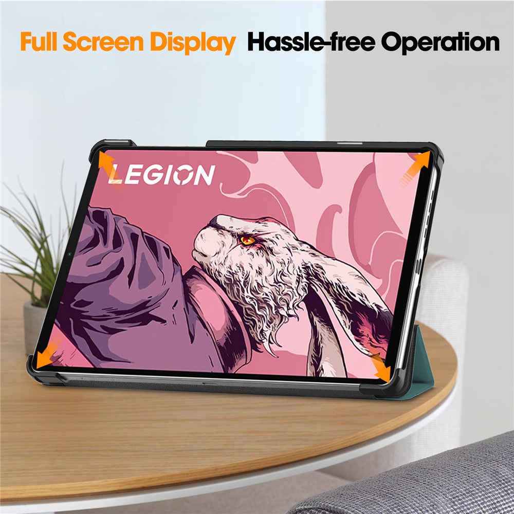 For Lenovo Legion Y700 (2023) / Tab Gen 2 Tri-Fold Stand Leather Case Tablet Cover - Blackish Green