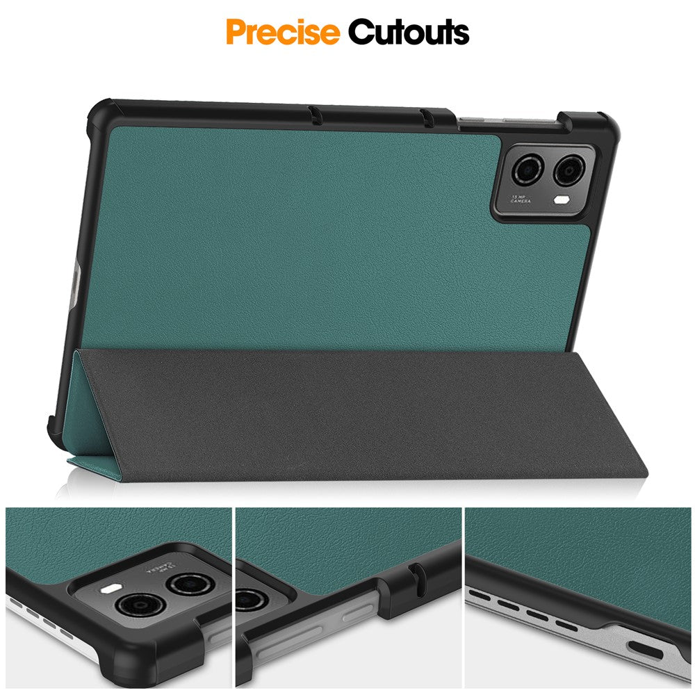 For Lenovo Legion Y700 (2023) / Tab Gen 2 Tri-Fold Stand Leather Case Tablet Cover - Blackish Green