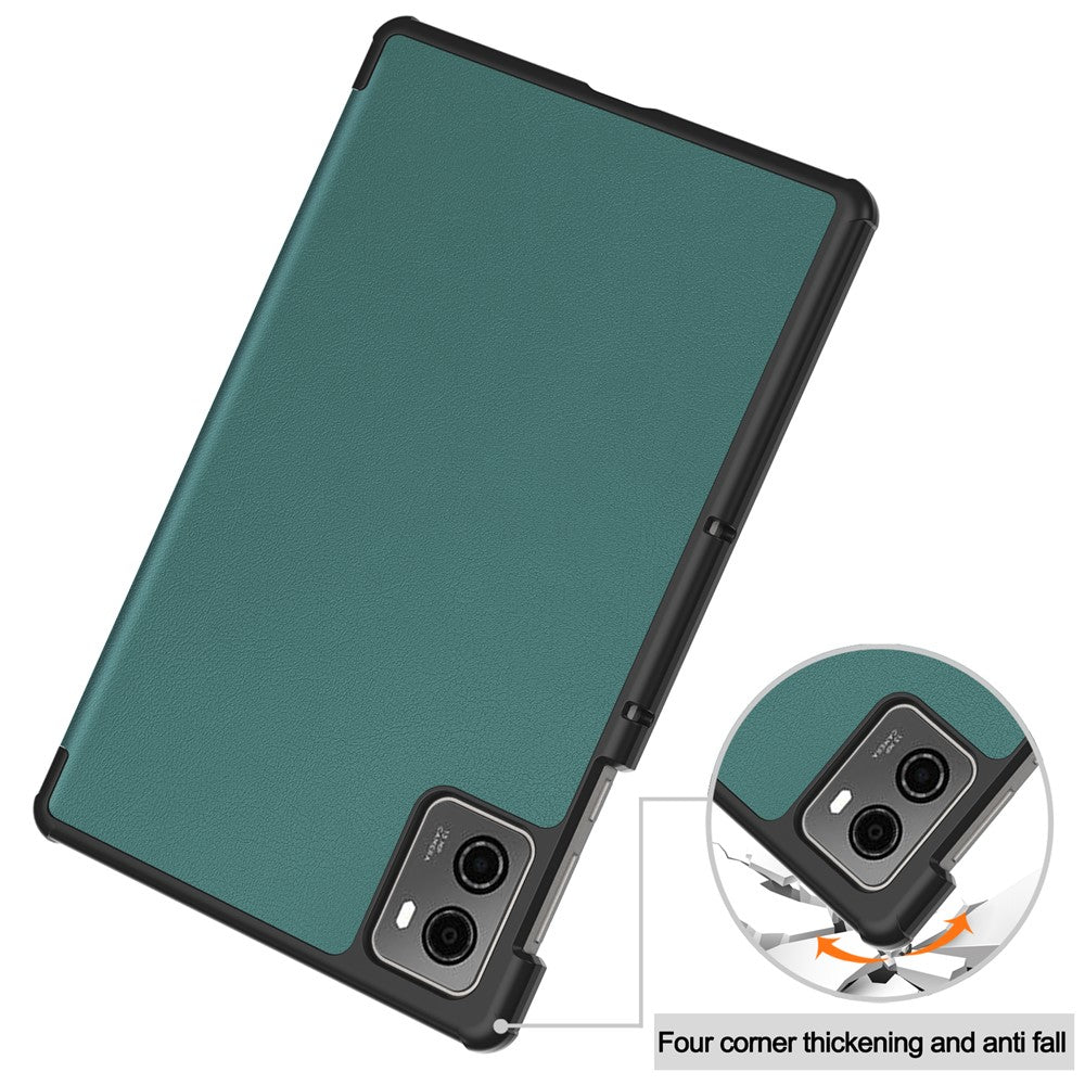 For Lenovo Legion Y700 (2023) / Tab Gen 2 Tri-Fold Stand Leather Case Tablet Cover - Blackish Green