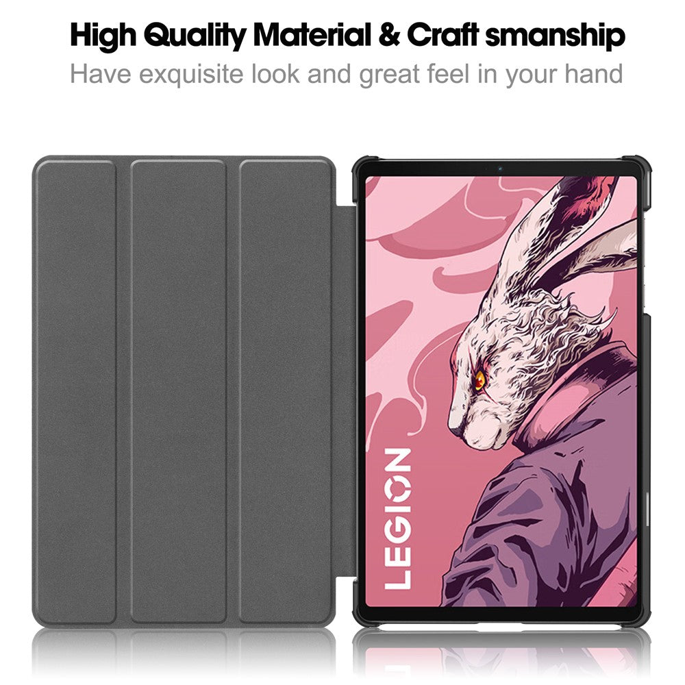 For Lenovo Legion Y700 (2023) / Tab Gen 2 Tri-Fold Stand Leather Case Tablet Cover - Red