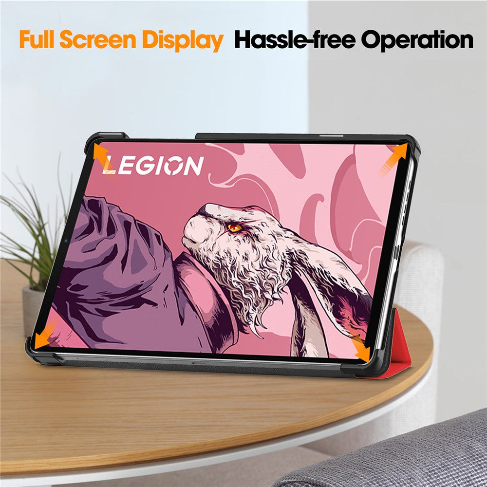 For Lenovo Legion Y700 (2023) / Tab Gen 2 Tri-Fold Stand Leather Case Tablet Cover - Red