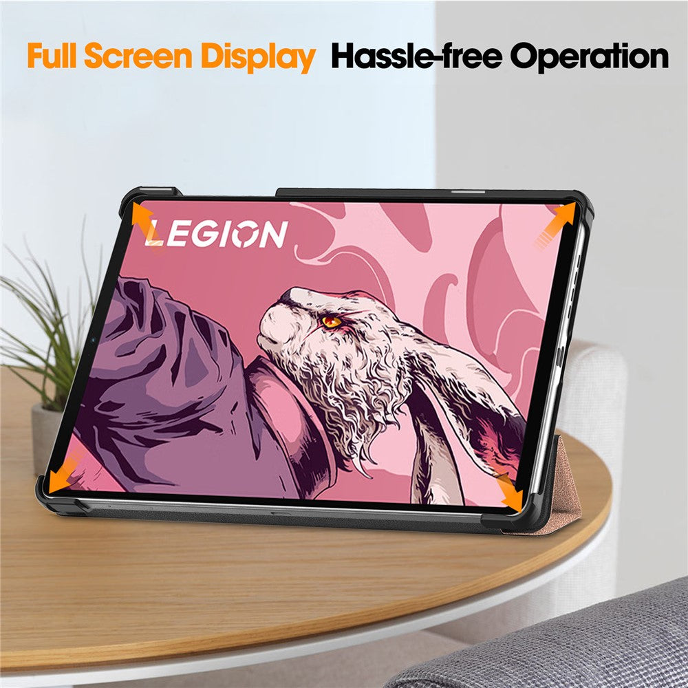 For Lenovo Legion Y700 (2023) / Tab Gen 2 Tri-Fold Stand Leather Case Tablet Cover - Rose Gold
