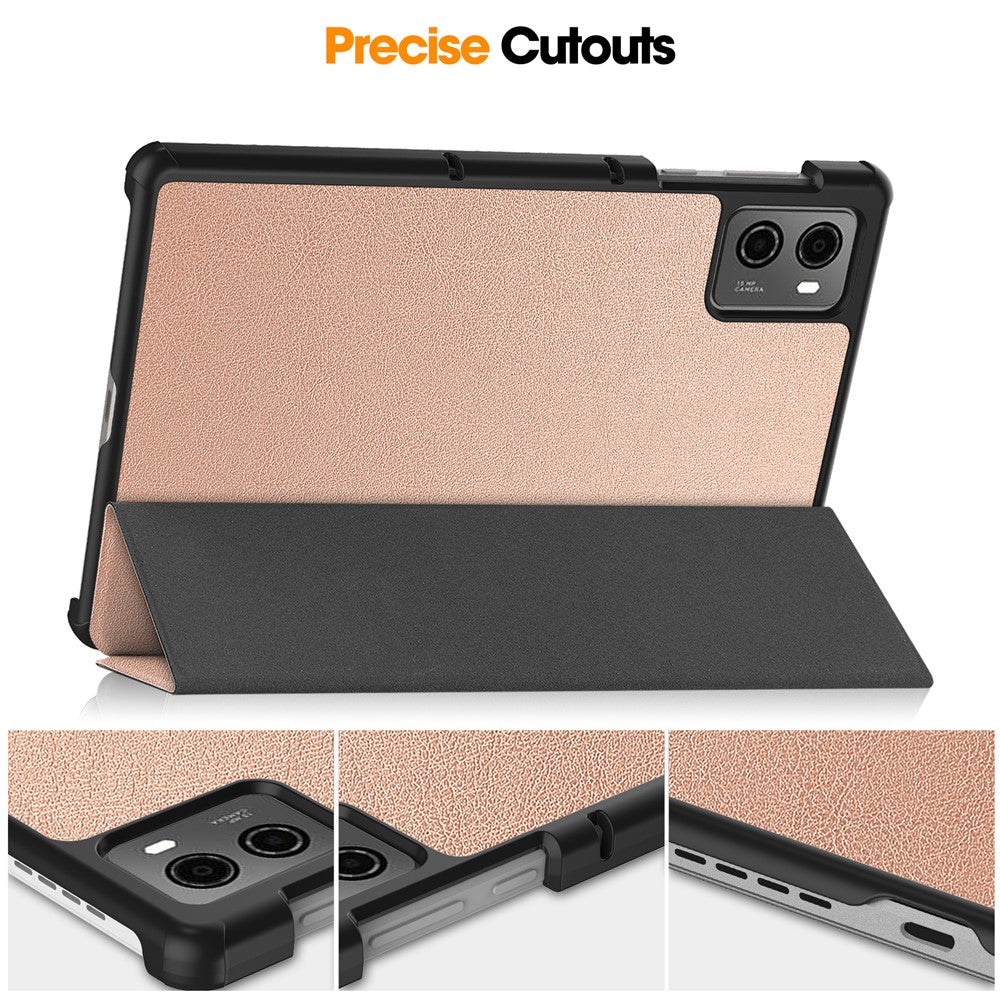 For Lenovo Legion Y700 (2023) / Tab Gen 2 Tri-Fold Stand Leather Case Tablet Cover - Rose Gold
