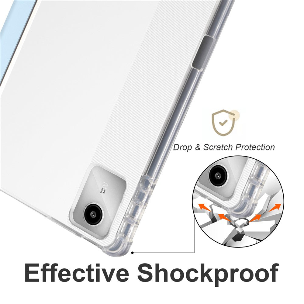 For Lenovo Tab M11 / Xiaoxin Pad 11 2024 Case Tri-fold Transparent Back Auto Sleep / Wake Cover with Pen Slot - Baby Blue