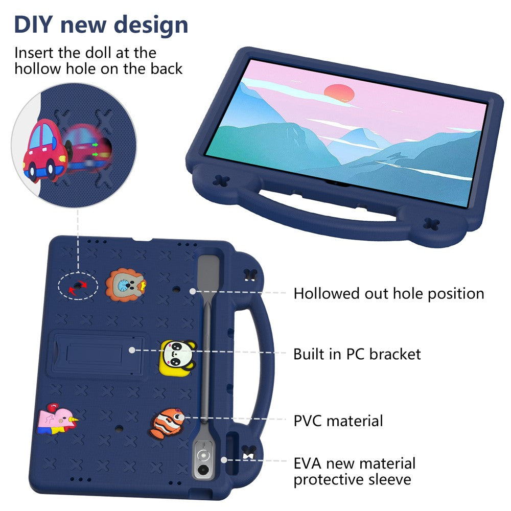 For Lenovo Tab P12 EVA Case with Kickstand Drop Protective Rugged Tablet Cover - Navy Blue