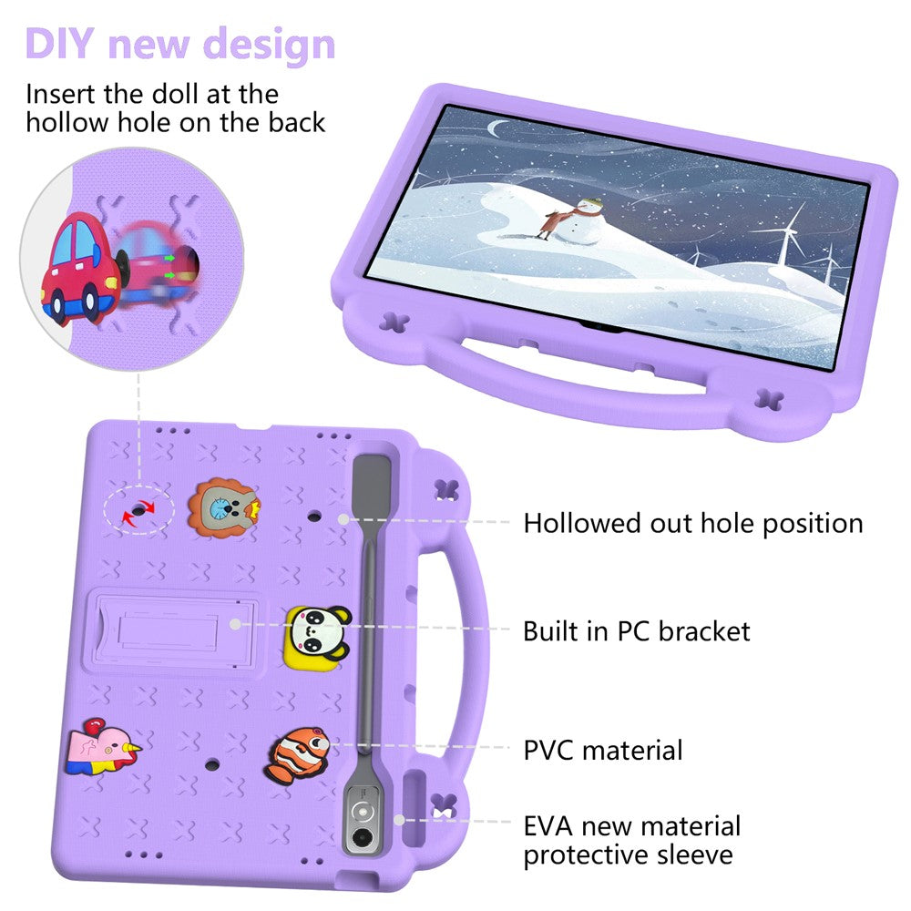 For Lenovo Tab P12 EVA Case with Kickstand Drop Protective Rugged Tablet Cover - Purple