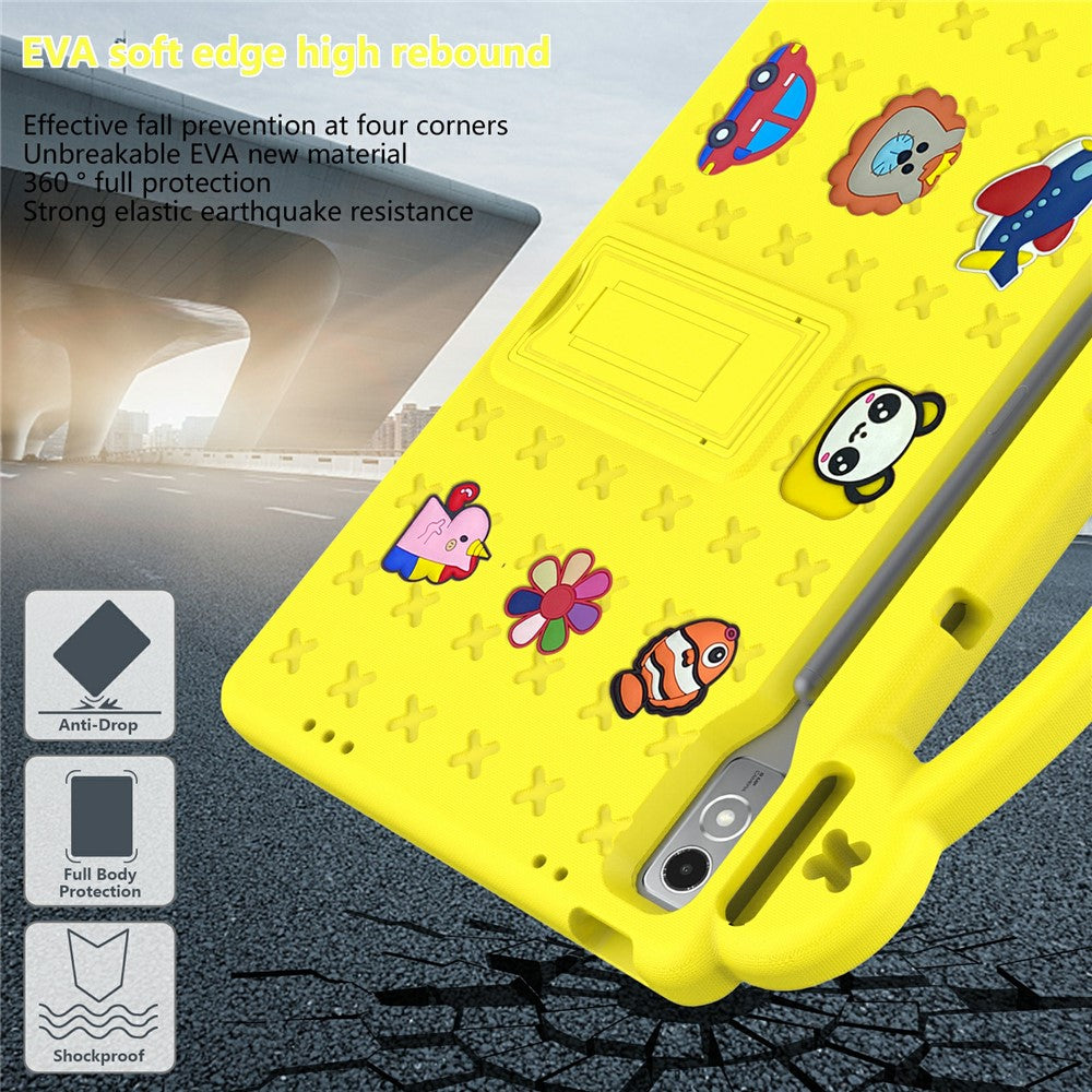 For Lenovo Tab P12 EVA Case with Kickstand Drop Protective Rugged Tablet Cover - Yellow