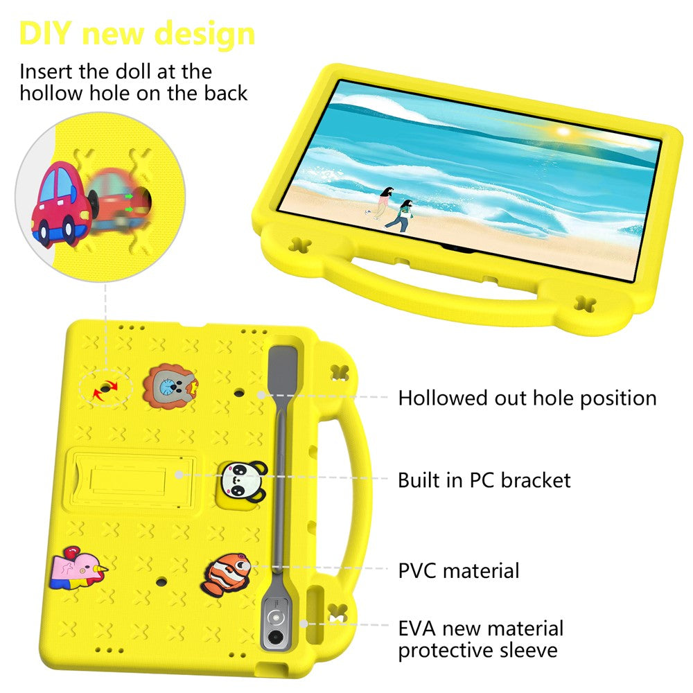 For Lenovo Tab P12 EVA Case with Kickstand Drop Protective Rugged Tablet Cover - Yellow