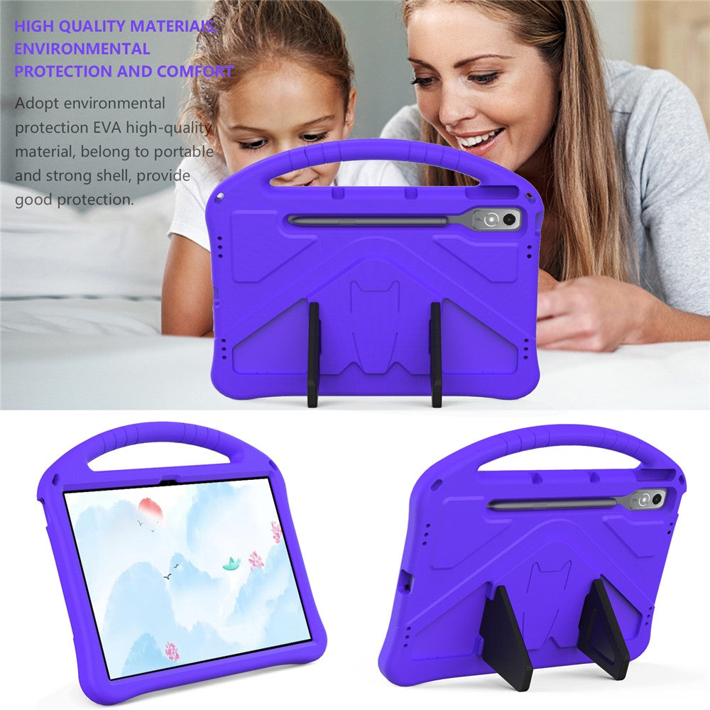 For Lenovo Tab P12 Protective Back Cover Handle Kickstand EVA Tablet Case - Purple