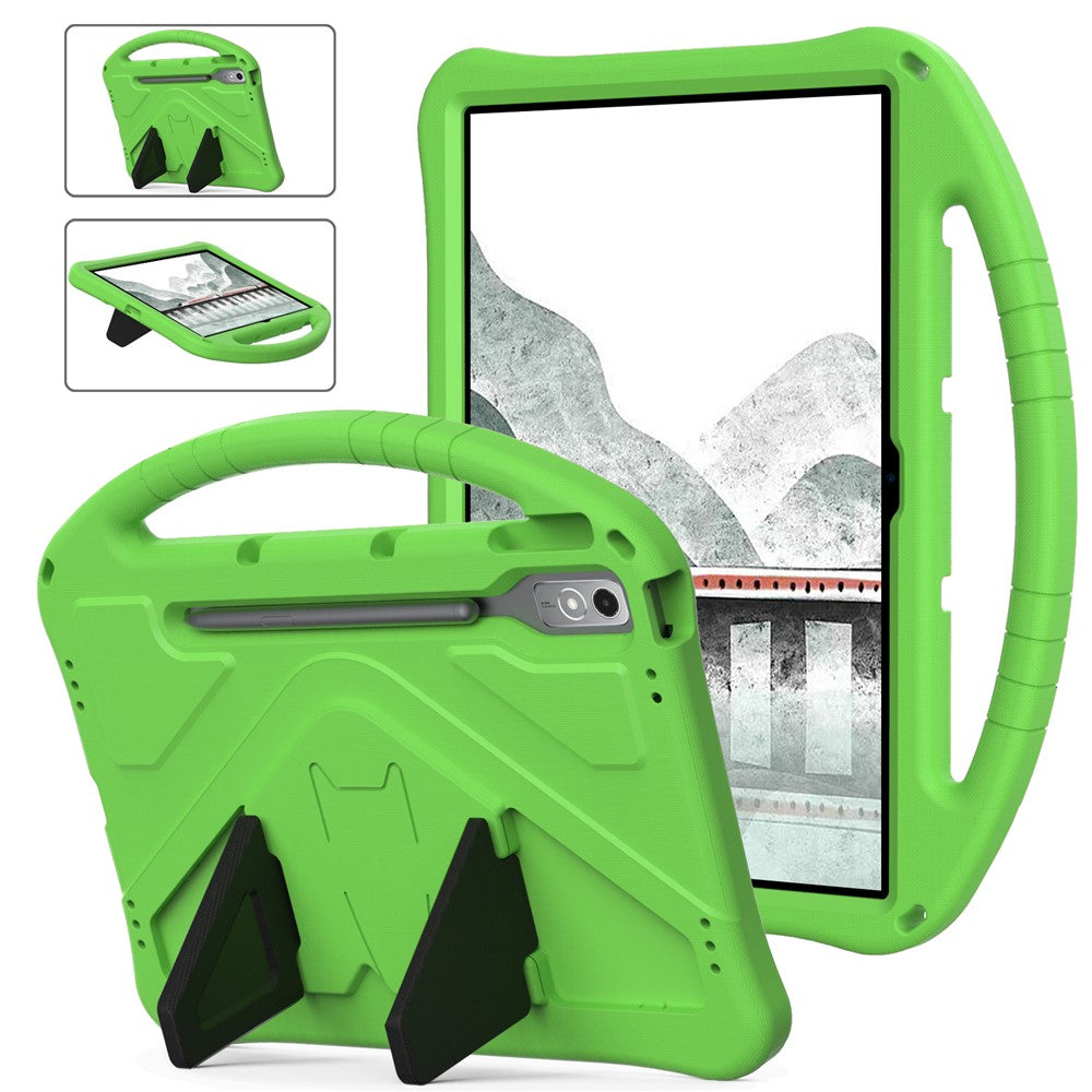 For Lenovo Tab P12 Protective Back Cover Handle Kickstand EVA Tablet Case - Green