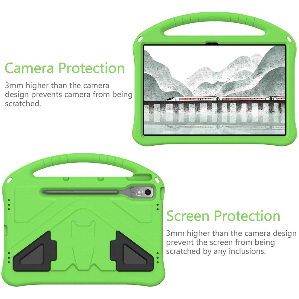 For Lenovo Tab P12 Protective Back Cover Handle Kickstand EVA Tablet Case - Green