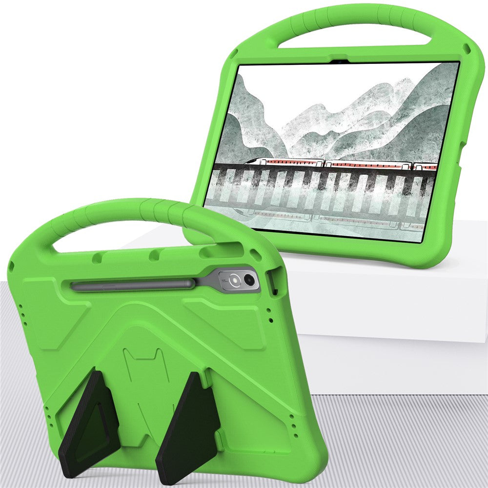 For Lenovo Tab P12 Protective Back Cover Handle Kickstand EVA Tablet Case - Green