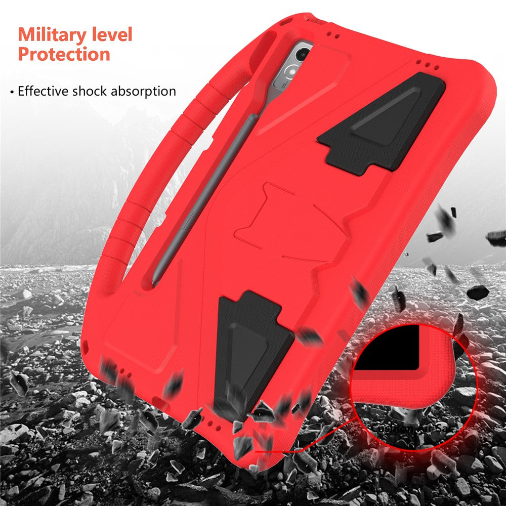 For Lenovo Tab P12 Protective Back Cover Handle Kickstand EVA Tablet Case - Red
