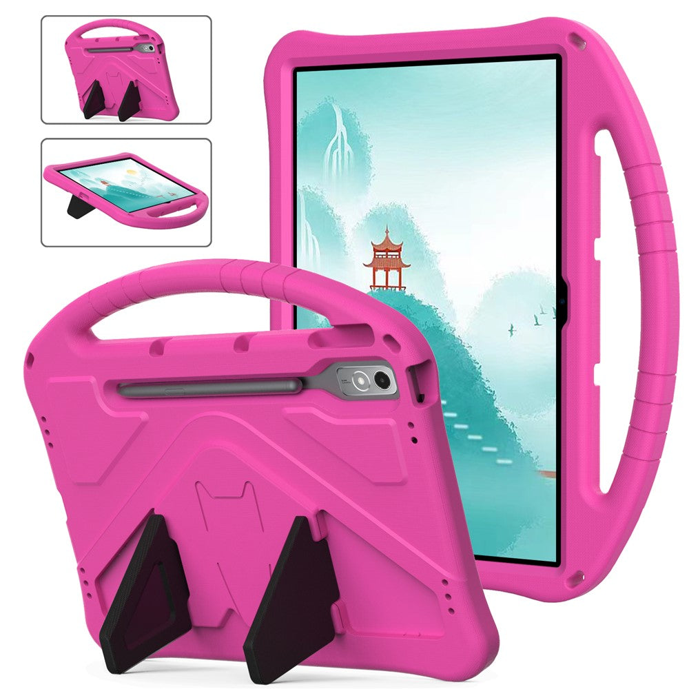 For Lenovo Tab P12 Protective Back Cover Handle Kickstand EVA Tablet Case - Rose