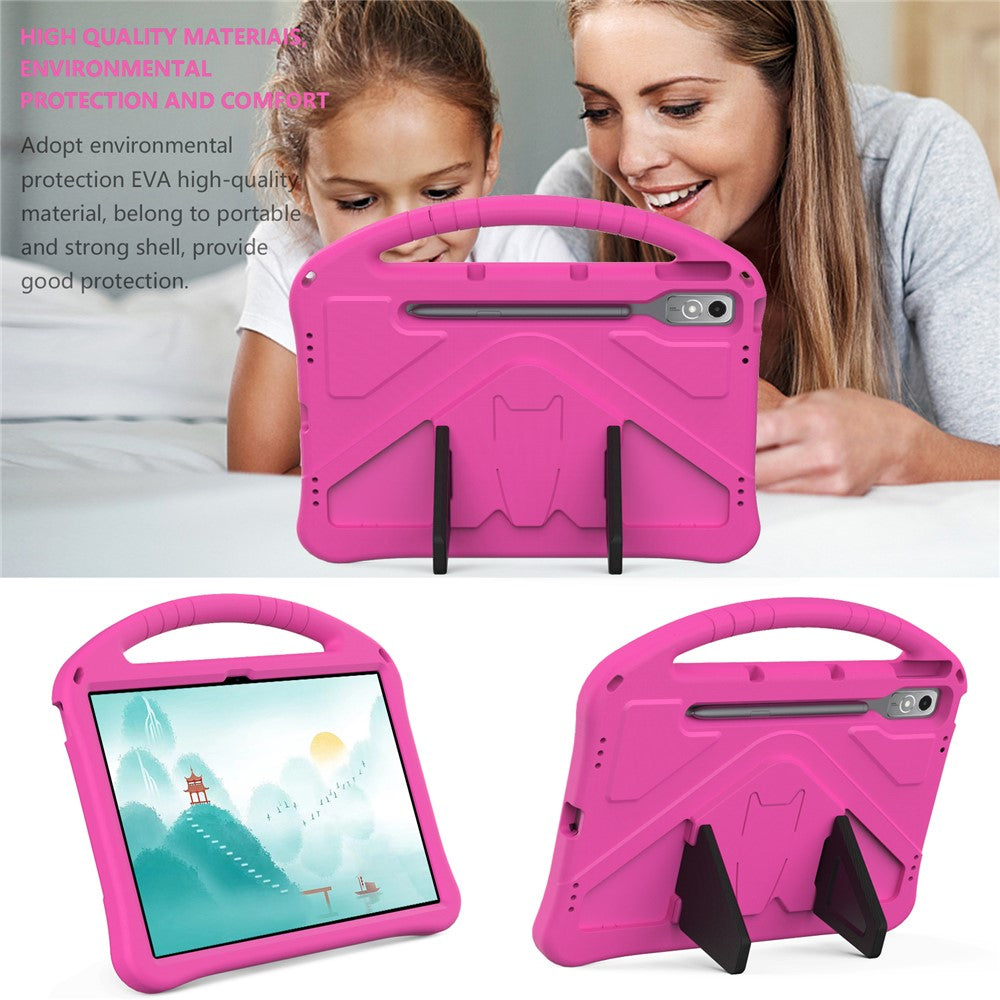 For Lenovo Tab P12 Protective Back Cover Handle Kickstand EVA Tablet Case - Rose