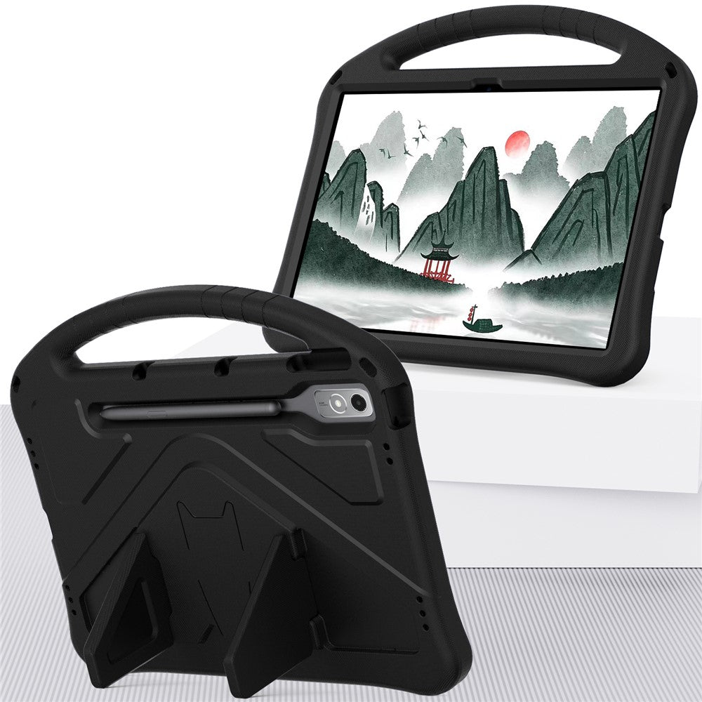 For Lenovo Tab P12 Protective Back Cover Handle Kickstand EVA Tablet Case - Black