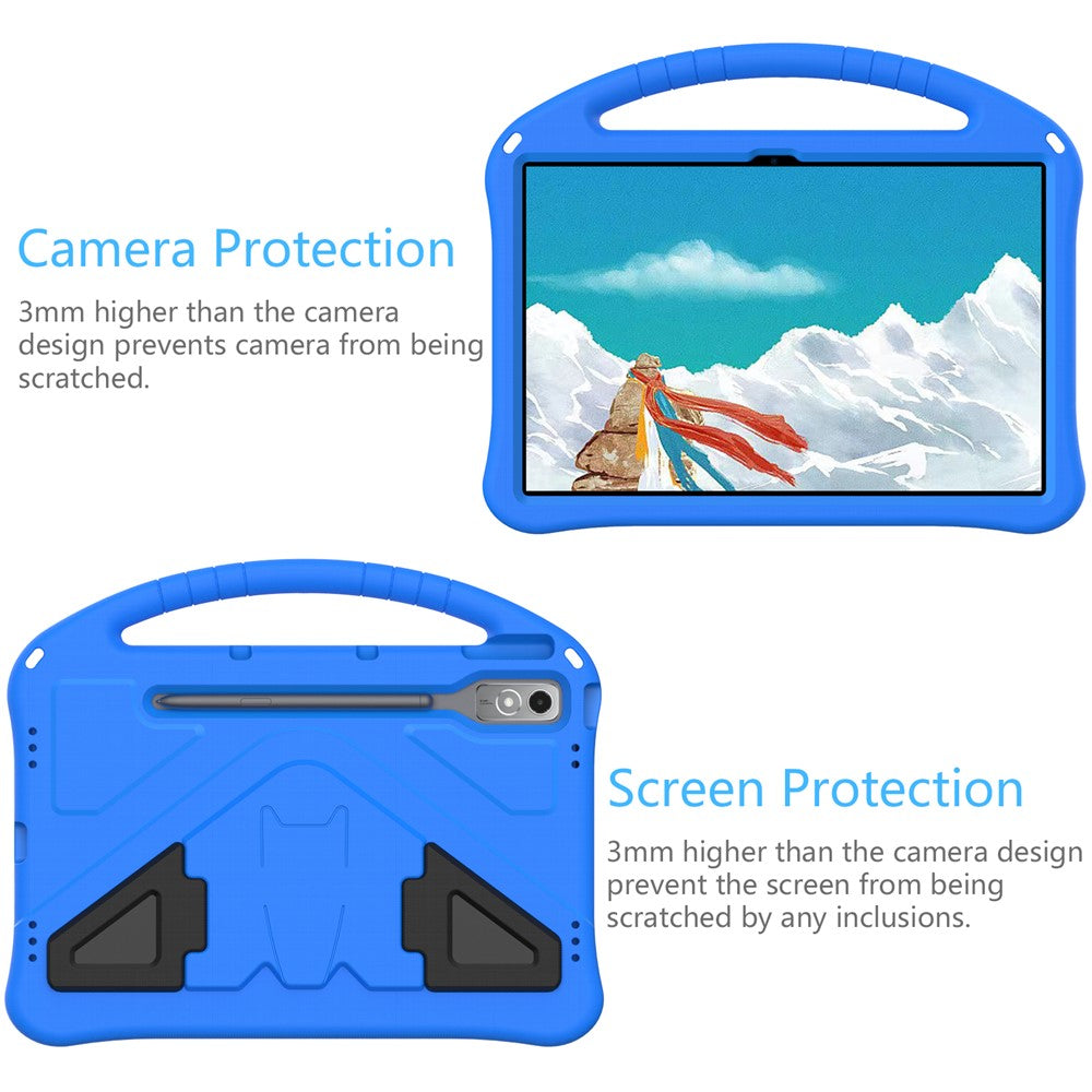 For Lenovo Tab P12 Protective Back Cover Handle Kickstand EVA Tablet Case - Blue