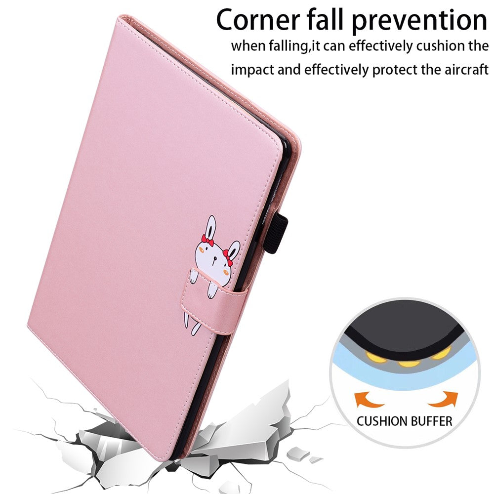 Card Slots Leather Case for Lenovo Tab M10 Plus (3rd Gen) Tablet Stand Cover Animal Pattern - Rose Gold