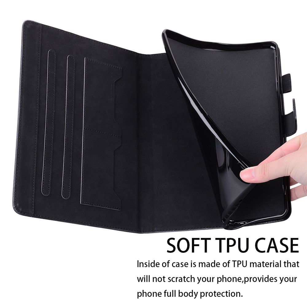 Card Slots Leather Case for Lenovo Tab M10 Plus (3rd Gen) Tablet Stand Cover Animal Pattern - Black