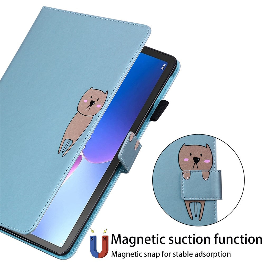 Card Slots Leather Case for Lenovo Tab M10 Plus (3rd Gen) Tablet Stand Cover Animal Pattern - Blue