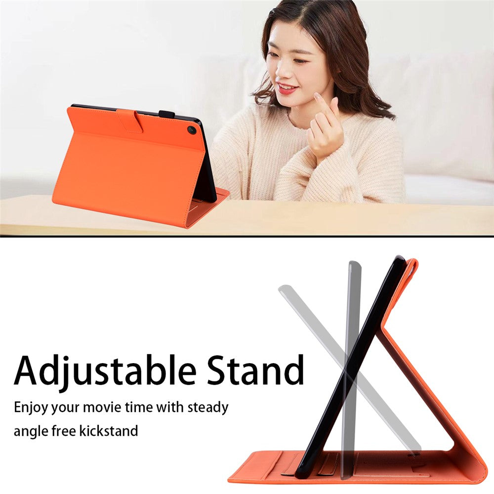 Card Slots Leather Case for Lenovo Tab M10 Plus (3rd Gen) Tablet Stand Cover Animal Pattern - Orange