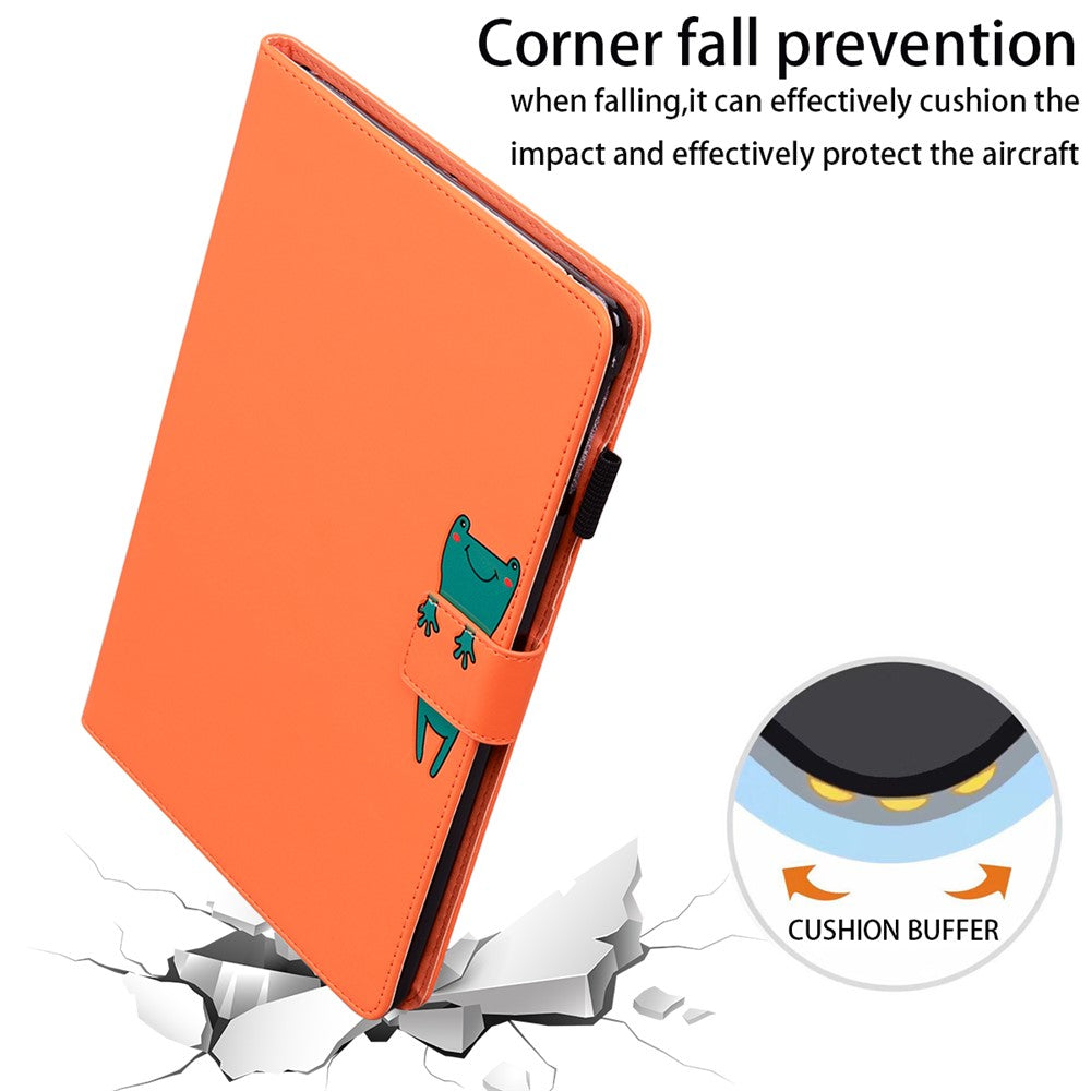 Card Slots Leather Case for Lenovo Tab M10 Plus (3rd Gen) Tablet Stand Cover Animal Pattern - Orange