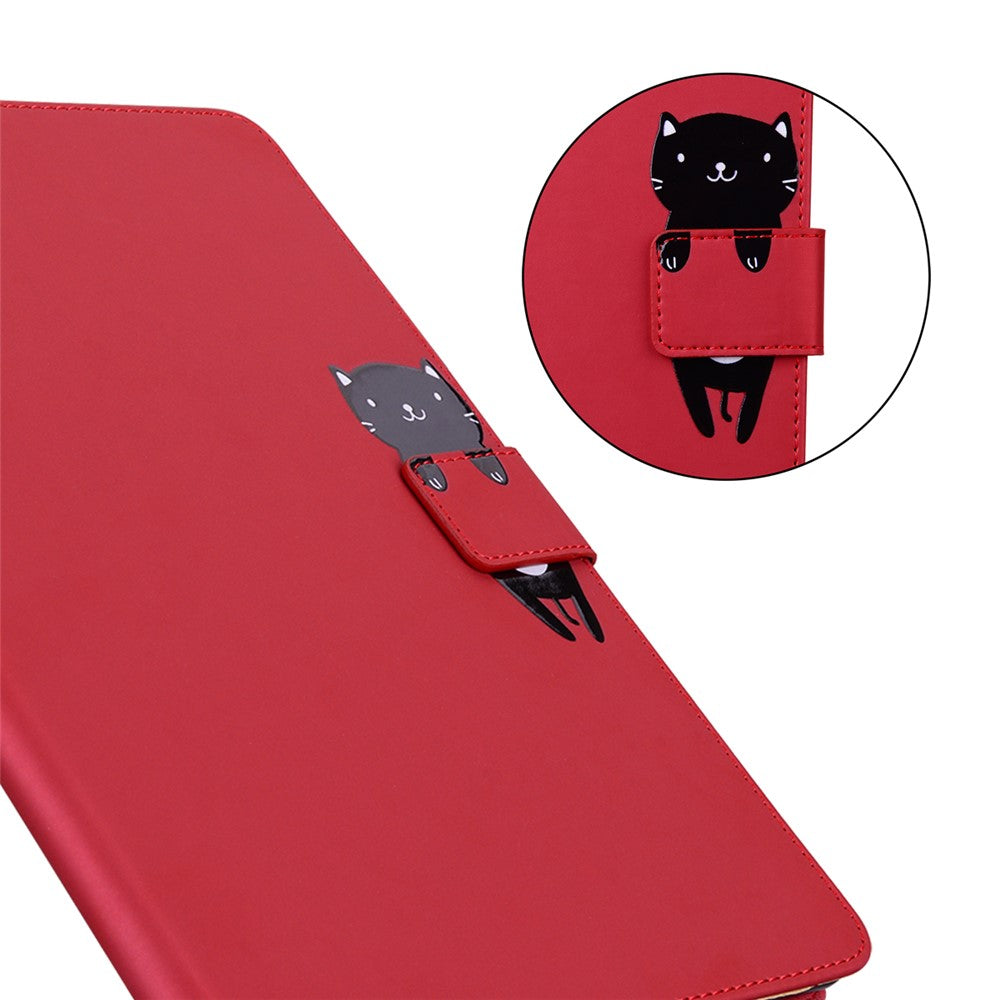 Card Slots Leather Case for Lenovo Tab M10 Plus (3rd Gen) Tablet Stand Cover Animal Pattern - Red