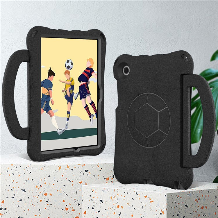 For Samsung Galaxy Tab A8 10.5 (2021) / (2022) EVA Case Soccer Pattern Handle Kickstand Shoulder Strap Cover - Black