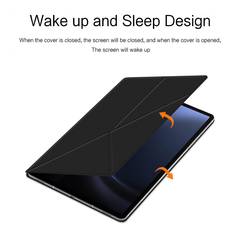 For Samsung Galaxy Tab S9 FE Case Magnetic V-fold Stand Tablet Cover with Auto Sleep  /  Wake - Black