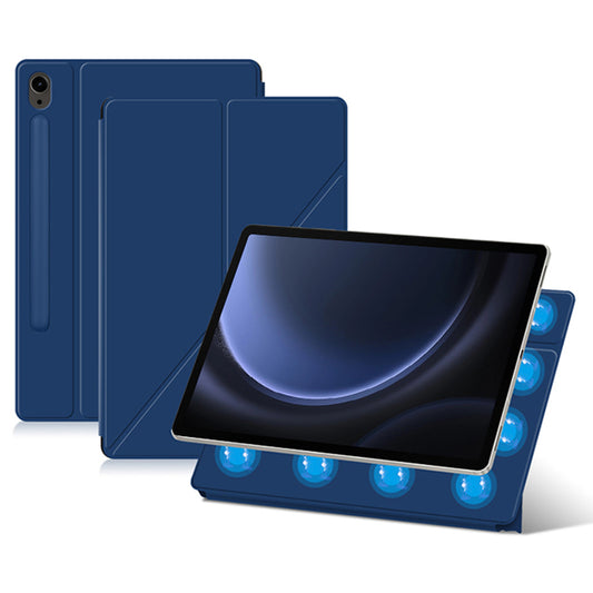 For Samsung Galaxy Tab S9 FE Case Magnetic V-fold Stand Tablet Cover with Auto Sleep  /  Wake - Blue