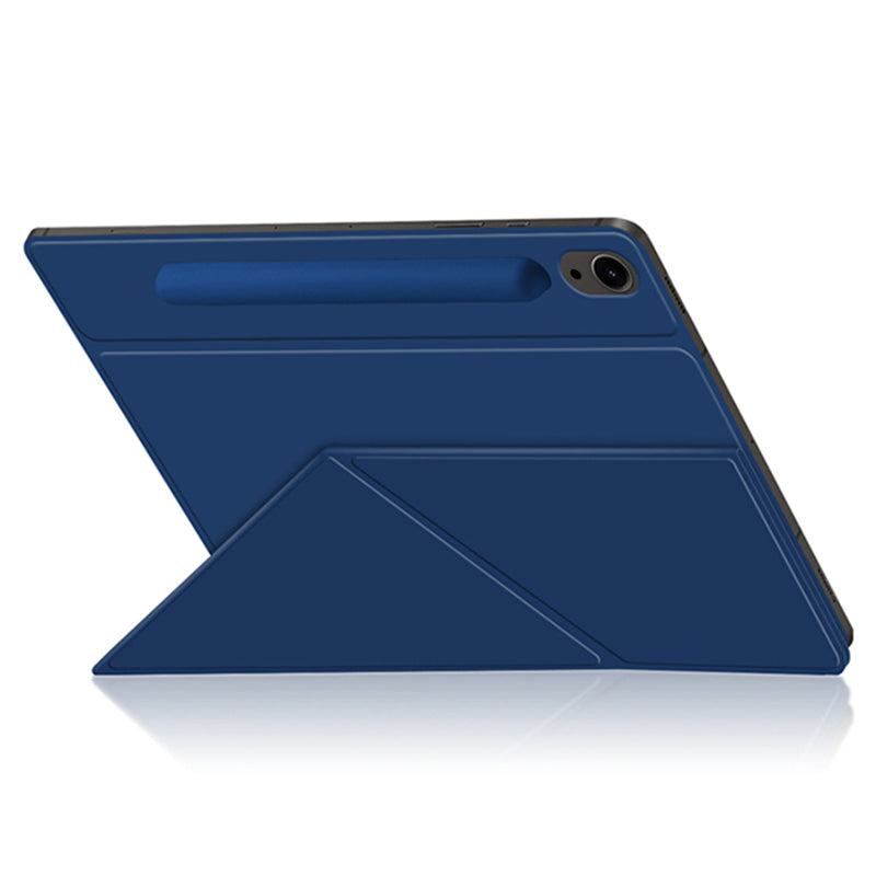 For Samsung Galaxy Tab S9 FE Case Magnetic V-fold Stand Tablet Cover with Auto Sleep  /  Wake - Blue