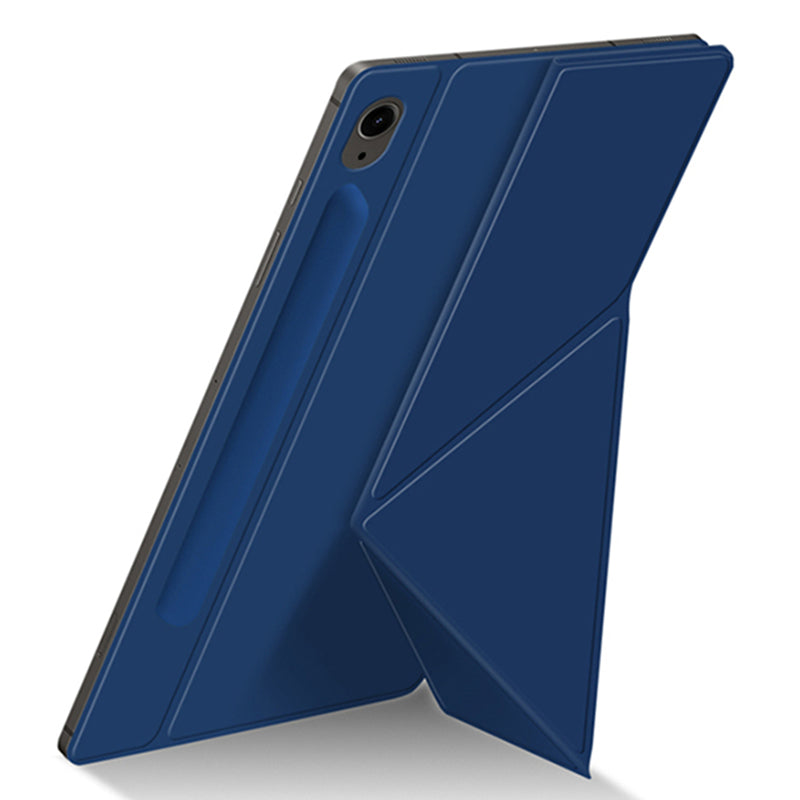 For Samsung Galaxy Tab S9 FE Case Magnetic V-fold Stand Tablet Cover with Auto Sleep  /  Wake - Blue