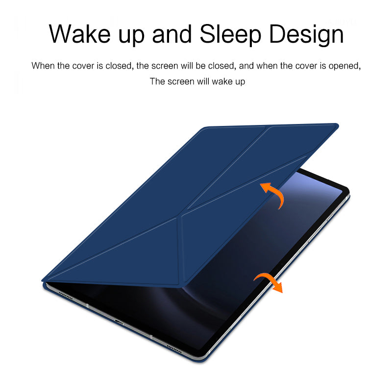For Samsung Galaxy Tab S9 FE Case Magnetic V-fold Stand Tablet Cover with Auto Sleep  /  Wake - Blue