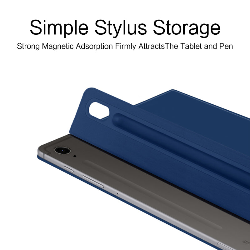 For Samsung Galaxy Tab S9 FE Case Magnetic V-fold Stand Tablet Cover with Auto Sleep  /  Wake - Blue