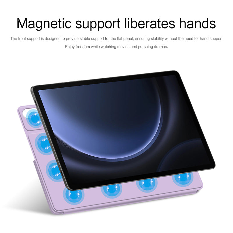 For Samsung Galaxy Tab S9 FE Case Magnetic V-fold Stand Tablet Cover with Auto Sleep  /  Wake - Purple