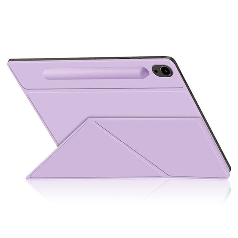For Samsung Galaxy Tab S9 FE Case Magnetic V-fold Stand Tablet Cover with Auto Sleep  /  Wake - Purple