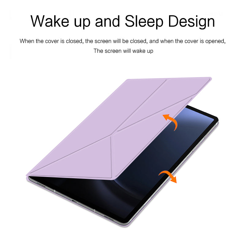 For Samsung Galaxy Tab S9 FE Case Magnetic V-fold Stand Tablet Cover with Auto Sleep  /  Wake - Purple