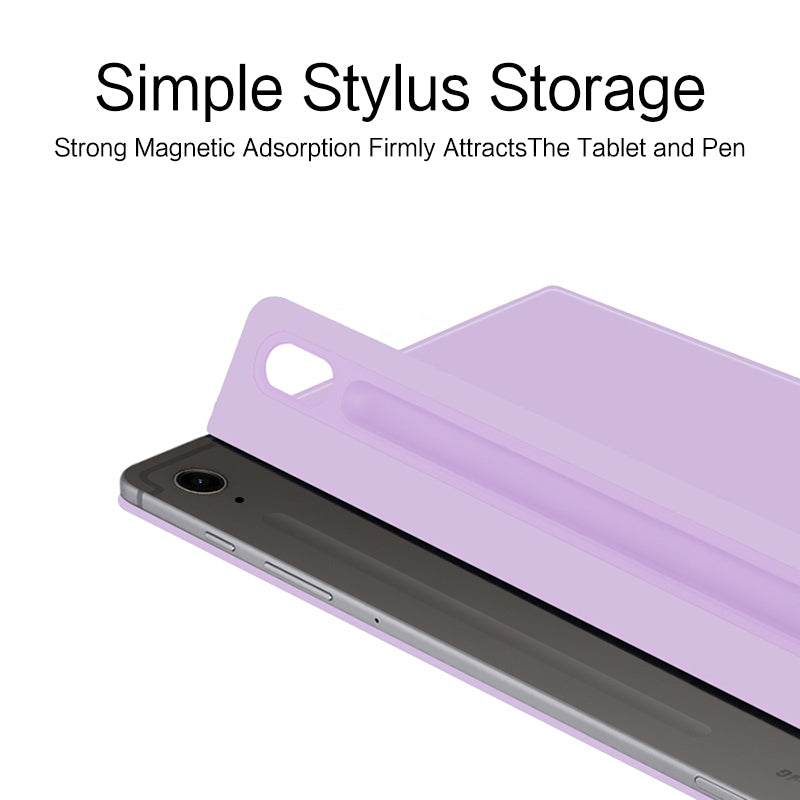 For Samsung Galaxy Tab S9 FE Case Magnetic V-fold Stand Tablet Cover with Auto Sleep  /  Wake - Purple