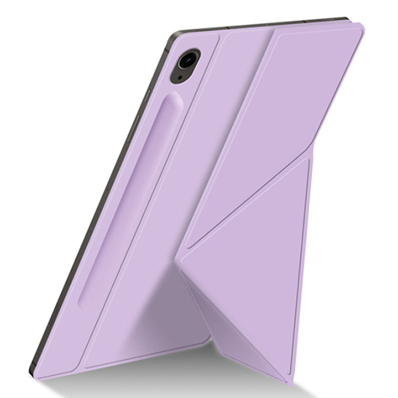 For Samsung Galaxy Tab S9 FE Case Magnetic V-fold Stand Tablet Cover with Auto Sleep  /  Wake - Purple