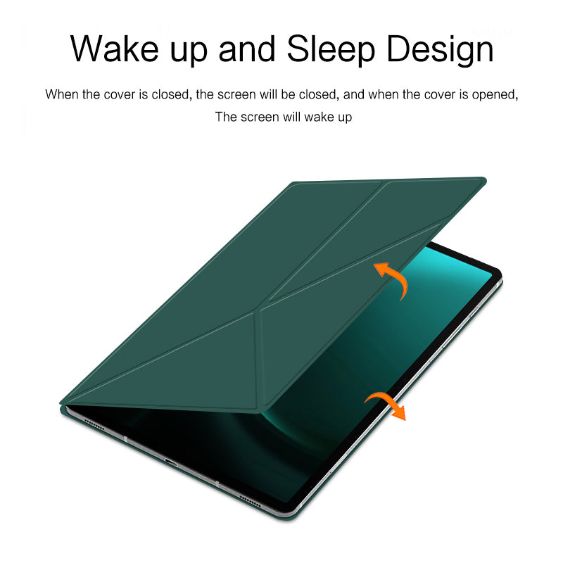For Samsung Galaxy Tab S9 FE+ Case Magnetic PU Leather+PC Anti-scratch V-fold Stand Tablet Cover - Green