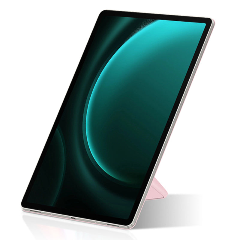 For Samsung Galaxy Tab S9 FE+ Case Magnetic PU Leather+PC Anti-scratch V-fold Stand Tablet Cover - Pink
