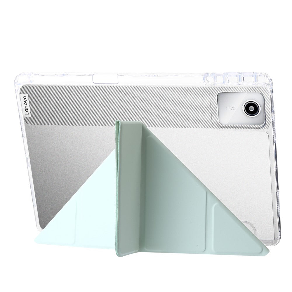 For Lenovo Tab M11 / Xiaoxin Pad 11 2024 Tablet Case Origami Stand TPU+Acrylic+PU Flip Cover - Matcha Green