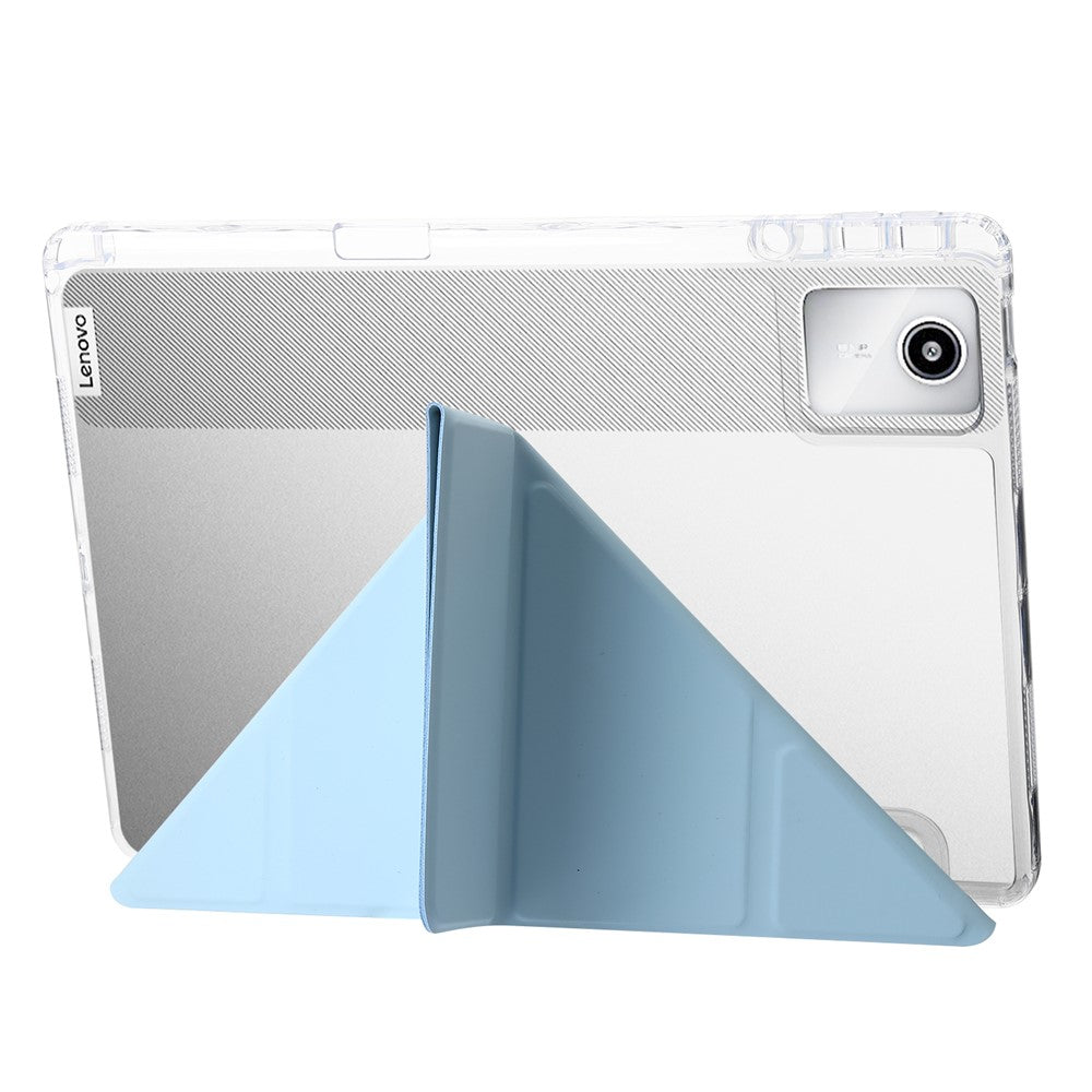 For Lenovo Tab M11 / Xiaoxin Pad 11 2024 Tablet Case Origami Stand TPU+Acrylic+PU Flip Cover - Baby Blue