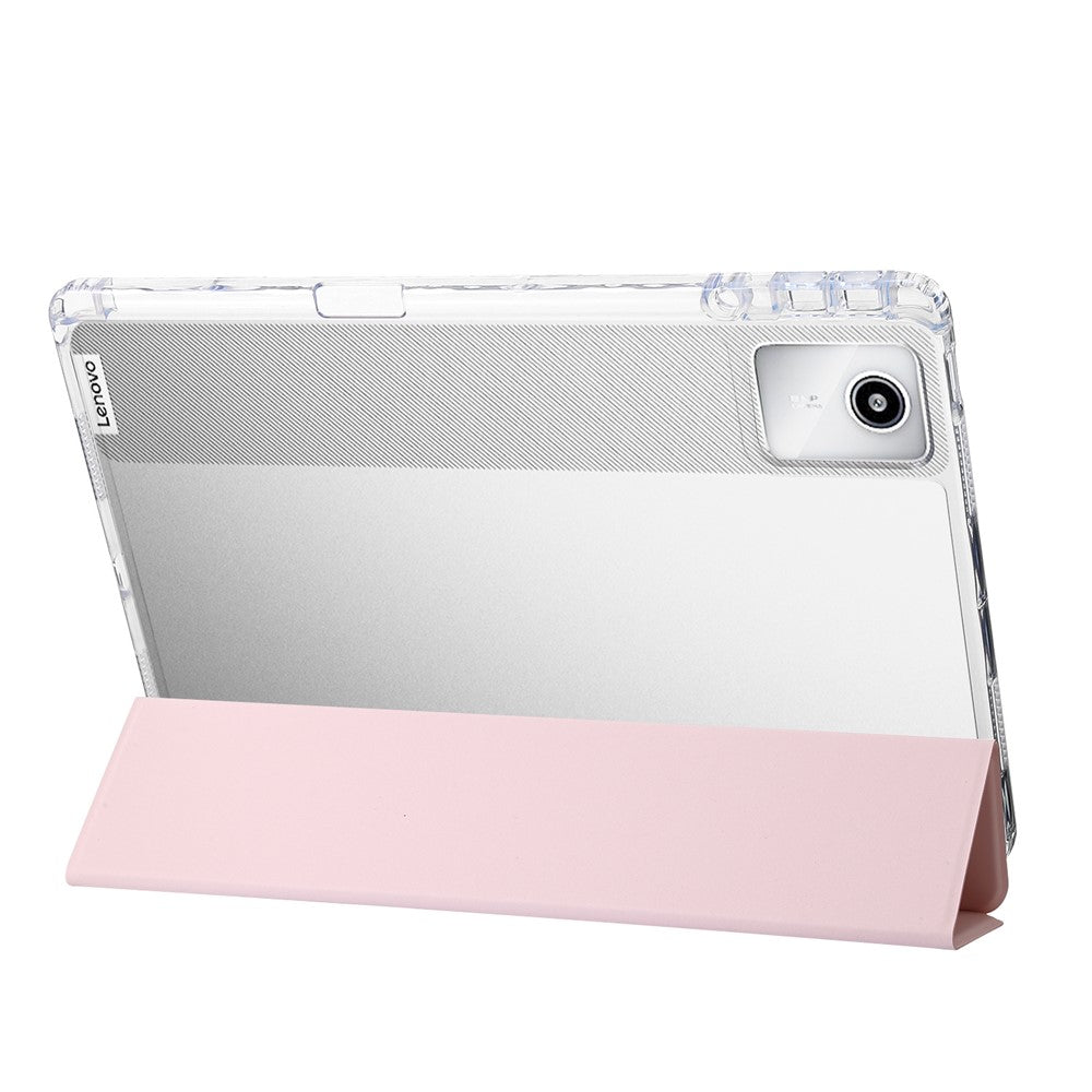 For Lenovo Tab M11 / Xiaoxin Pad 11 2024 Case TPU+Acrylic+PU Tablet Cover with Tri-fold Stand - Pink