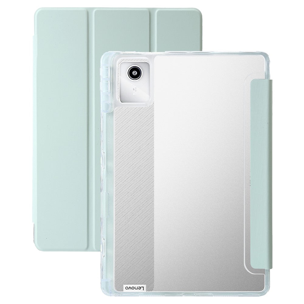 For Lenovo Tab M11 / Xiaoxin Pad 11 2024 Case TPU+Acrylic+PU Tablet Cover with Tri-fold Stand - Matcha Green