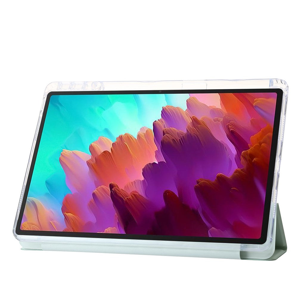 For Lenovo Tab M11 / Xiaoxin Pad 11 2024 Case TPU+Acrylic+PU Tablet Cover with Tri-fold Stand - Matcha Green